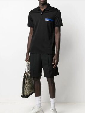 Hugo Boss X Porsche Design Black Polo Shirt with Blue Accent size XXL slim fit